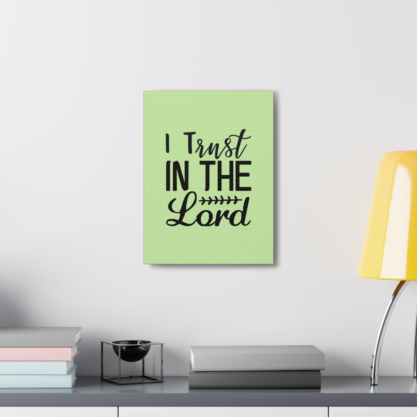 Scripture Walls I Trust In The Lord Leaf Green Proverbs 3:5 Bible Canvas Christian Wall Art Ready to Hang Unframed-Express Your Love Gifts