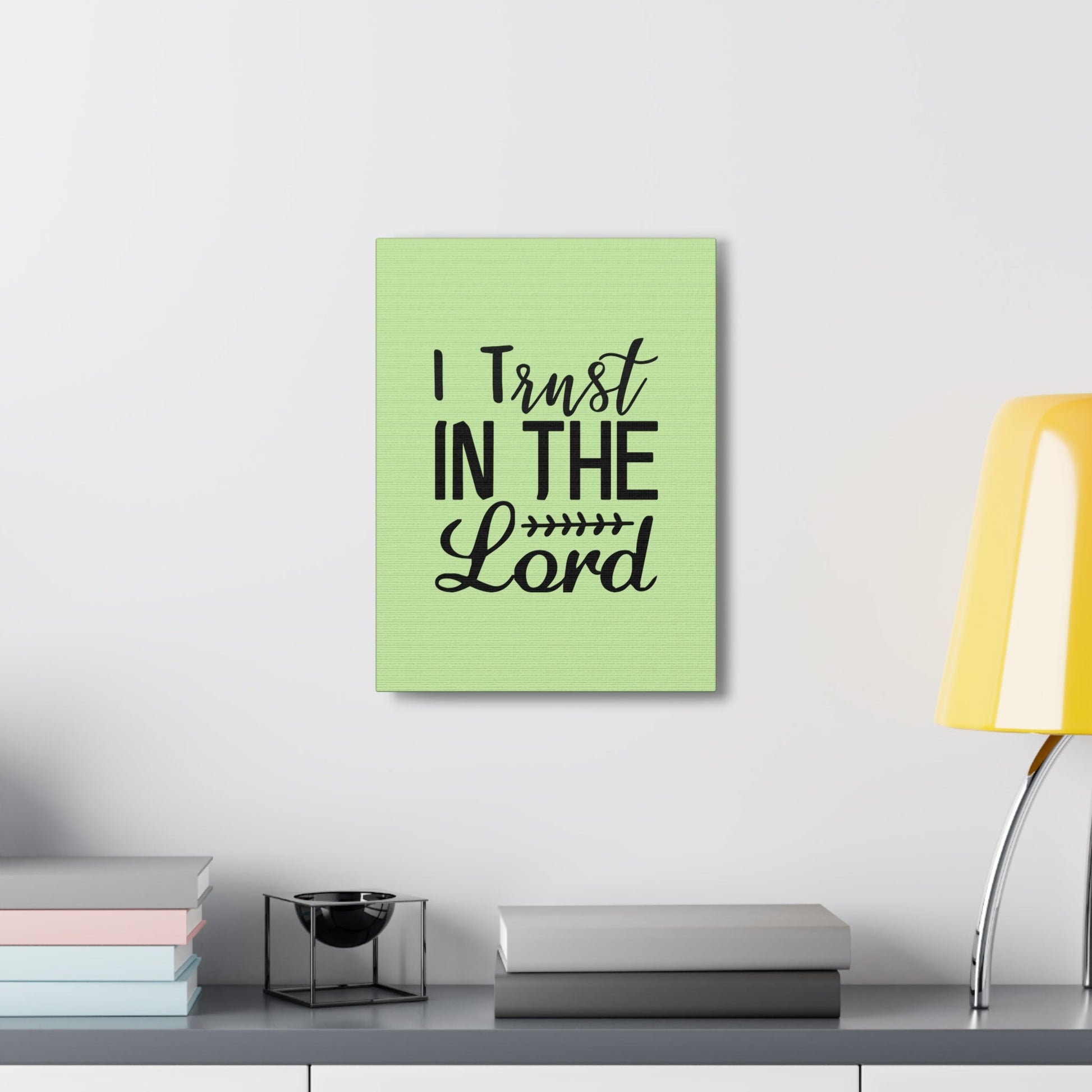 Scripture Walls I Trust In The Lord Leaf Green Proverbs 3:5 Bible Canvas Christian Wall Art Ready to Hang Unframed-Express Your Love Gifts