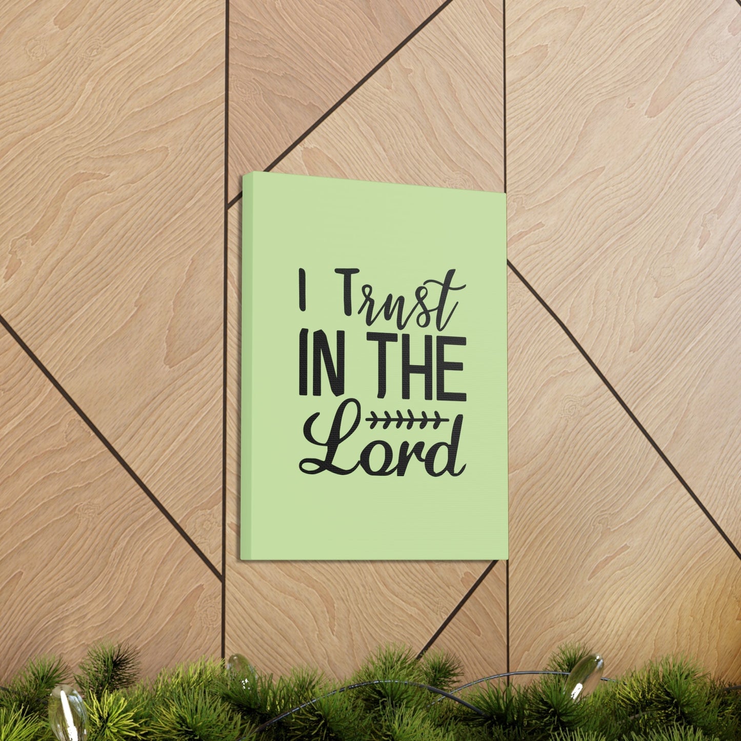 Scripture Walls I Trust In The Lord Leaf Green Proverbs 3:5 Bible Canvas Christian Wall Art Ready to Hang Unframed-Express Your Love Gifts