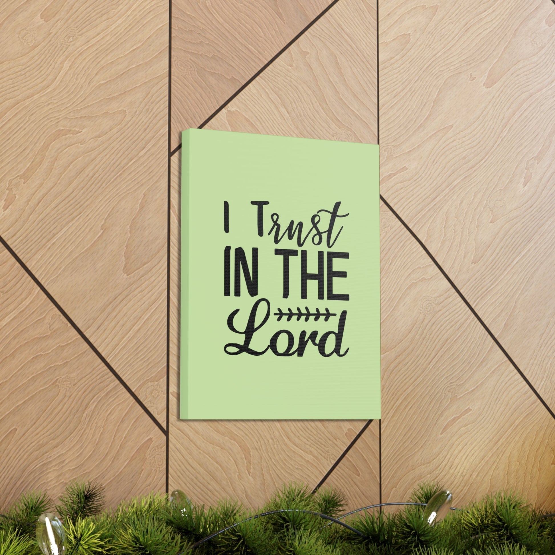 Scripture Walls I Trust In The Lord Leaf Green Proverbs 3:5 Bible Canvas Christian Wall Art Ready to Hang Unframed-Express Your Love Gifts