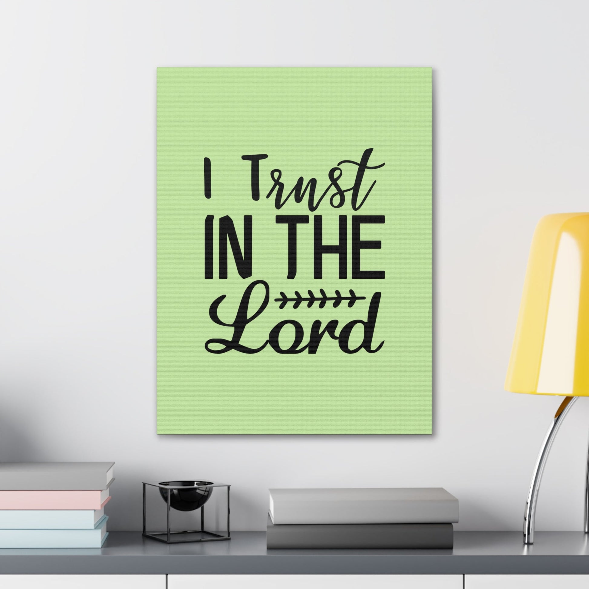 Scripture Walls I Trust In The Lord Leaf Green Proverbs 3:5 Bible Canvas Christian Wall Art Ready to Hang Unframed-Express Your Love Gifts