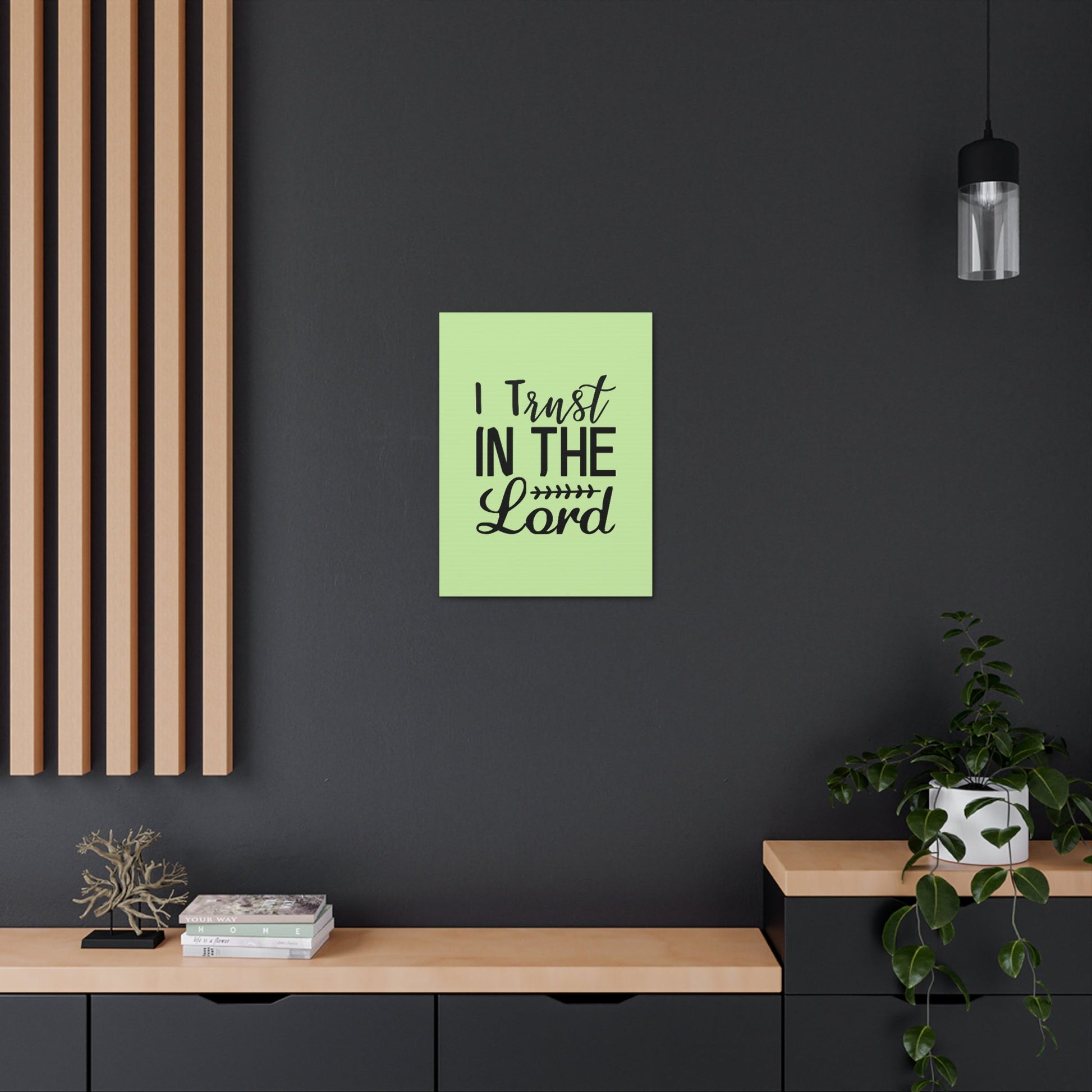 Scripture Walls I Trust In The Lord Leaf Green Proverbs 3:5 Bible Canvas Christian Wall Art Ready to Hang Unframed-Express Your Love Gifts