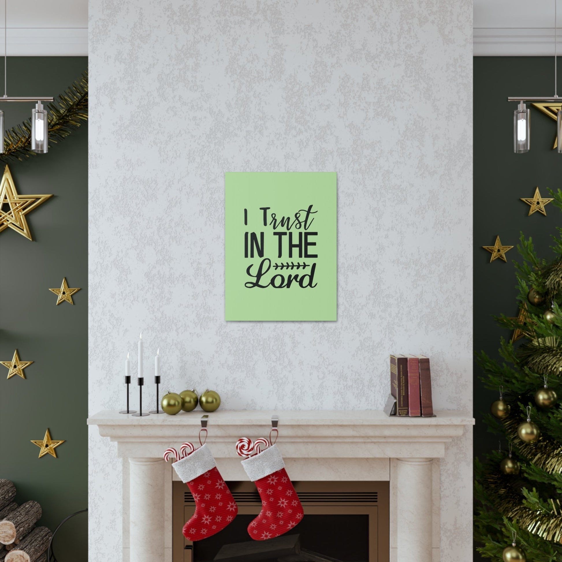 Scripture Walls I Trust In The Lord Leaf Green Proverbs 3:5 Bible Canvas Christian Wall Art Ready to Hang Unframed-Express Your Love Gifts