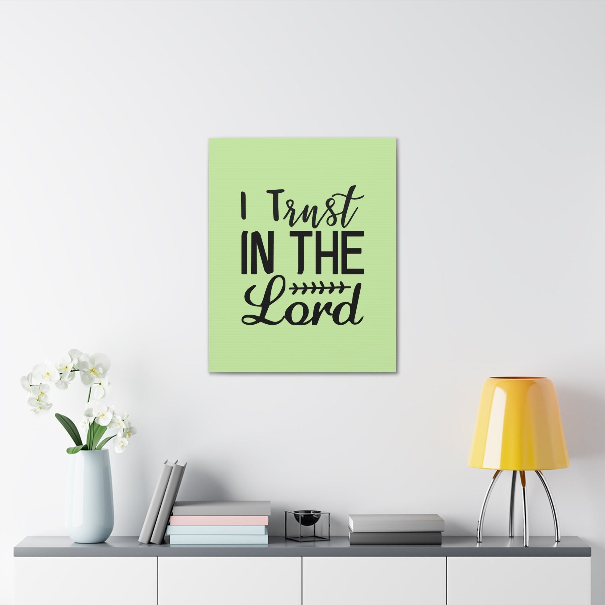 Scripture Walls I Trust In The Lord Leaf Green Proverbs 3:5 Bible Canvas Christian Wall Art Ready to Hang Unframed-Express Your Love Gifts