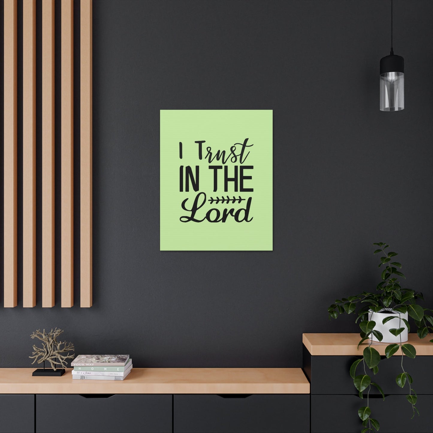 Scripture Walls I Trust In The Lord Leaf Green Proverbs 3:5 Bible Canvas Christian Wall Art Ready to Hang Unframed-Express Your Love Gifts