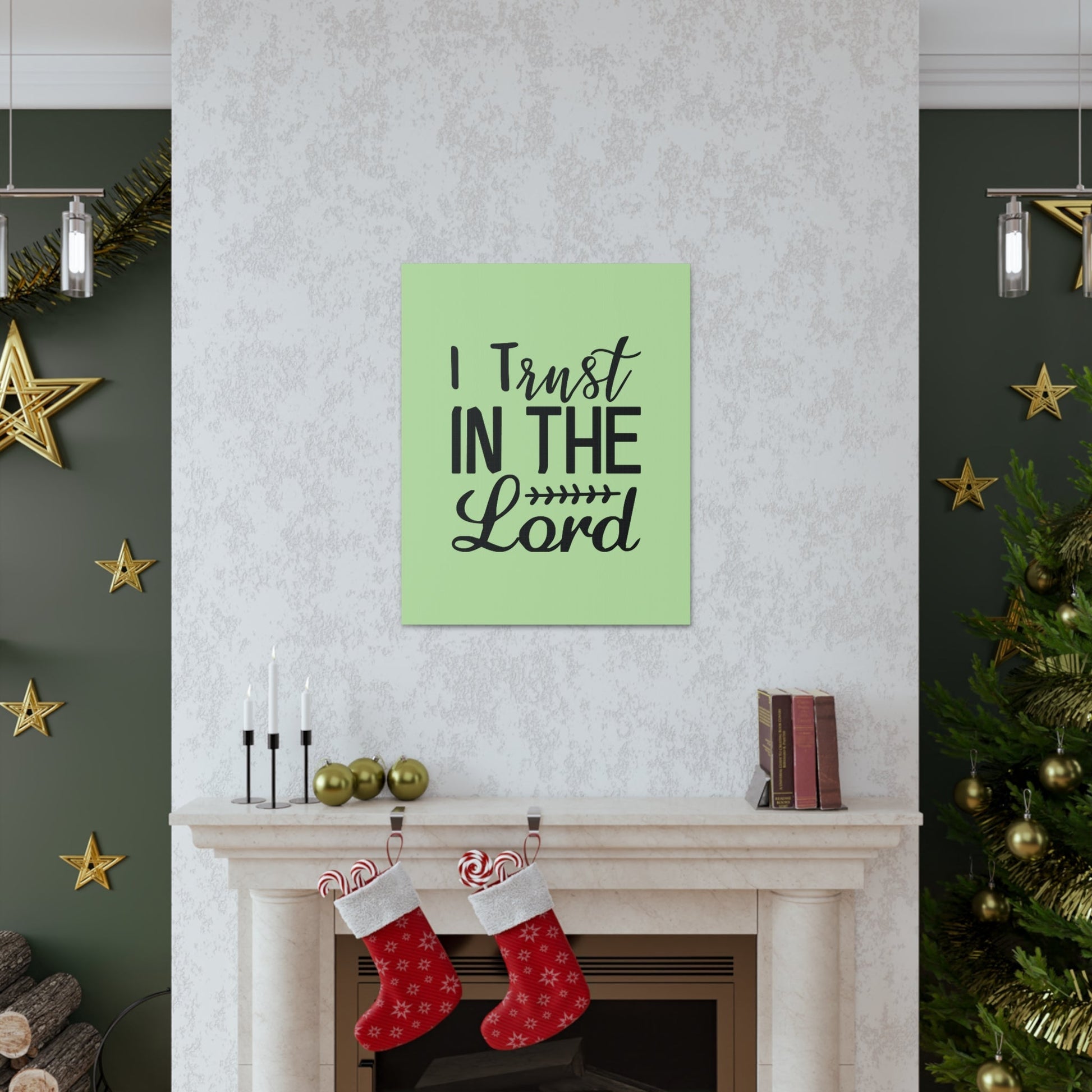 Scripture Walls I Trust In The Lord Leaf Green Proverbs 3:5 Bible Canvas Christian Wall Art Ready to Hang Unframed-Express Your Love Gifts