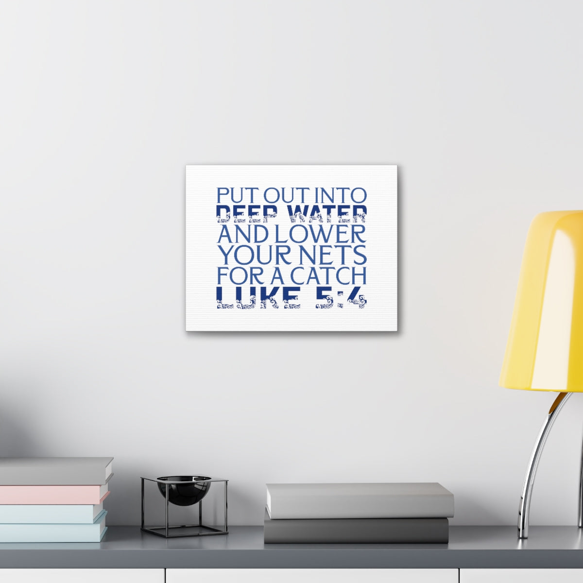 Scripture Walls Into Deep Water Luke 5:4 Waves Bible Verse Canvas Christian Wall Art Ready to Hang Unframed-Express Your Love Gifts