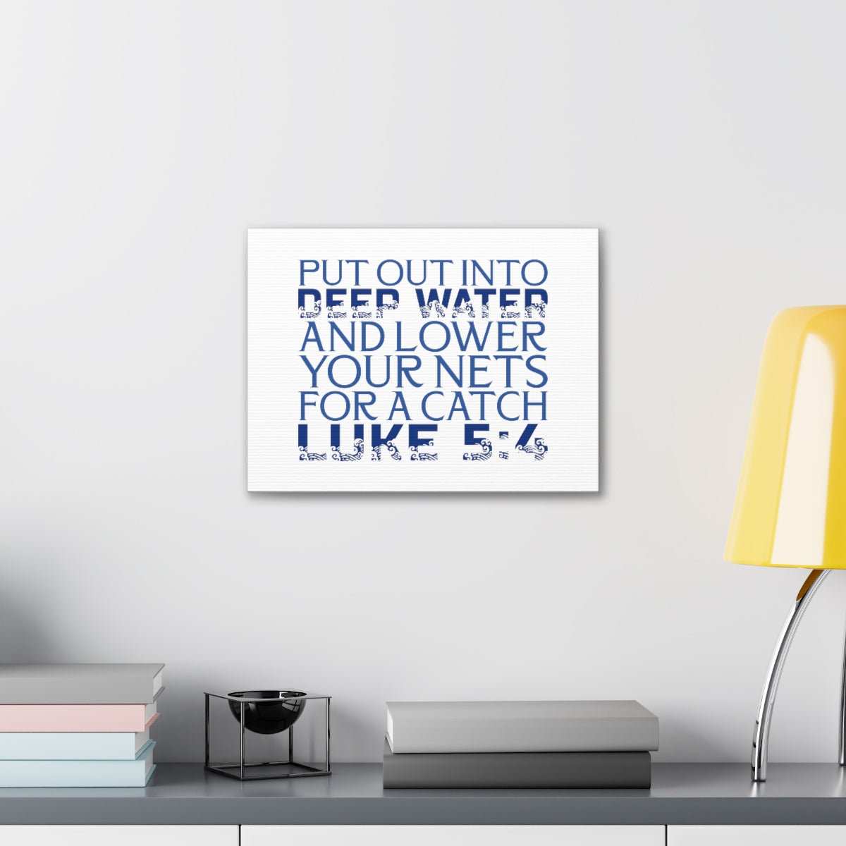 Scripture Walls Into Deep Water Luke 5:4 Waves Bible Verse Canvas Christian Wall Art Ready to Hang Unframed-Express Your Love Gifts