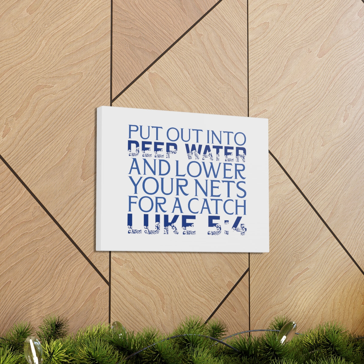 Scripture Walls Into Deep Water Luke 5:4 Waves Bible Verse Canvas Christian Wall Art Ready to Hang Unframed-Express Your Love Gifts