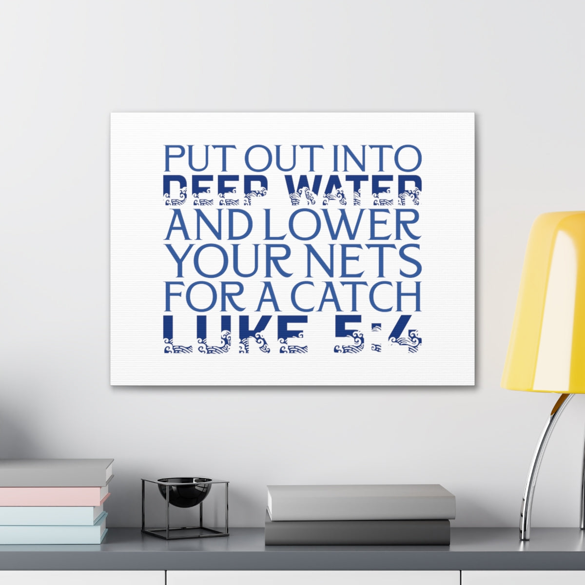 Scripture Walls Into Deep Water Luke 5:4 Waves Bible Verse Canvas Christian Wall Art Ready to Hang Unframed-Express Your Love Gifts