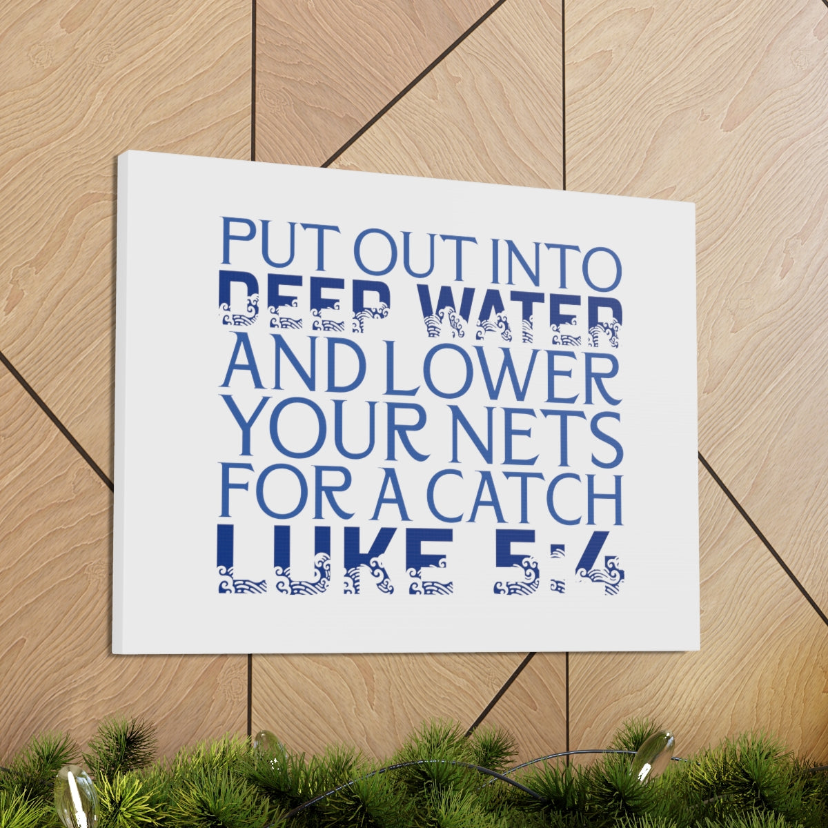Scripture Walls Into Deep Water Luke 5:4 Waves Bible Verse Canvas Christian Wall Art Ready to Hang Unframed-Express Your Love Gifts
