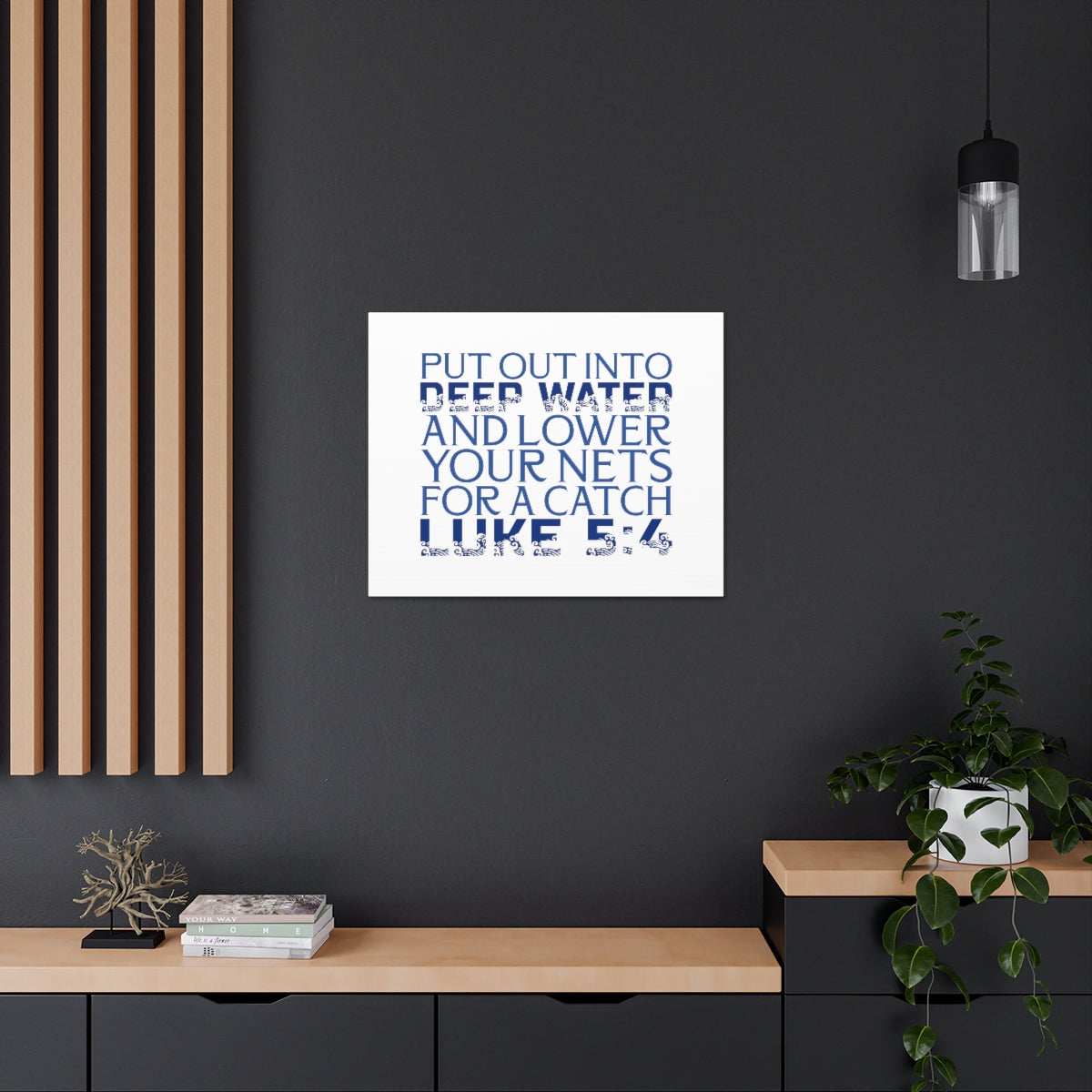 Scripture Walls Into Deep Water Luke 5:4 Waves Bible Verse Canvas Christian Wall Art Ready to Hang Unframed-Express Your Love Gifts