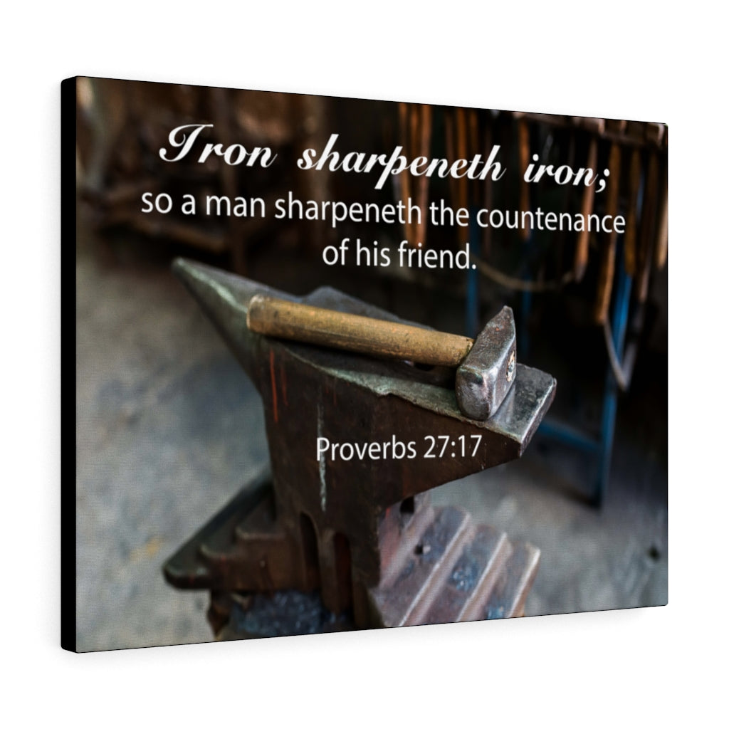 Iron Sharpeneth Iron Proverbs 27:17 Bible Verse Canvas Christian Wall Art Ready to Hang Unframed-Express Your Love Gifts