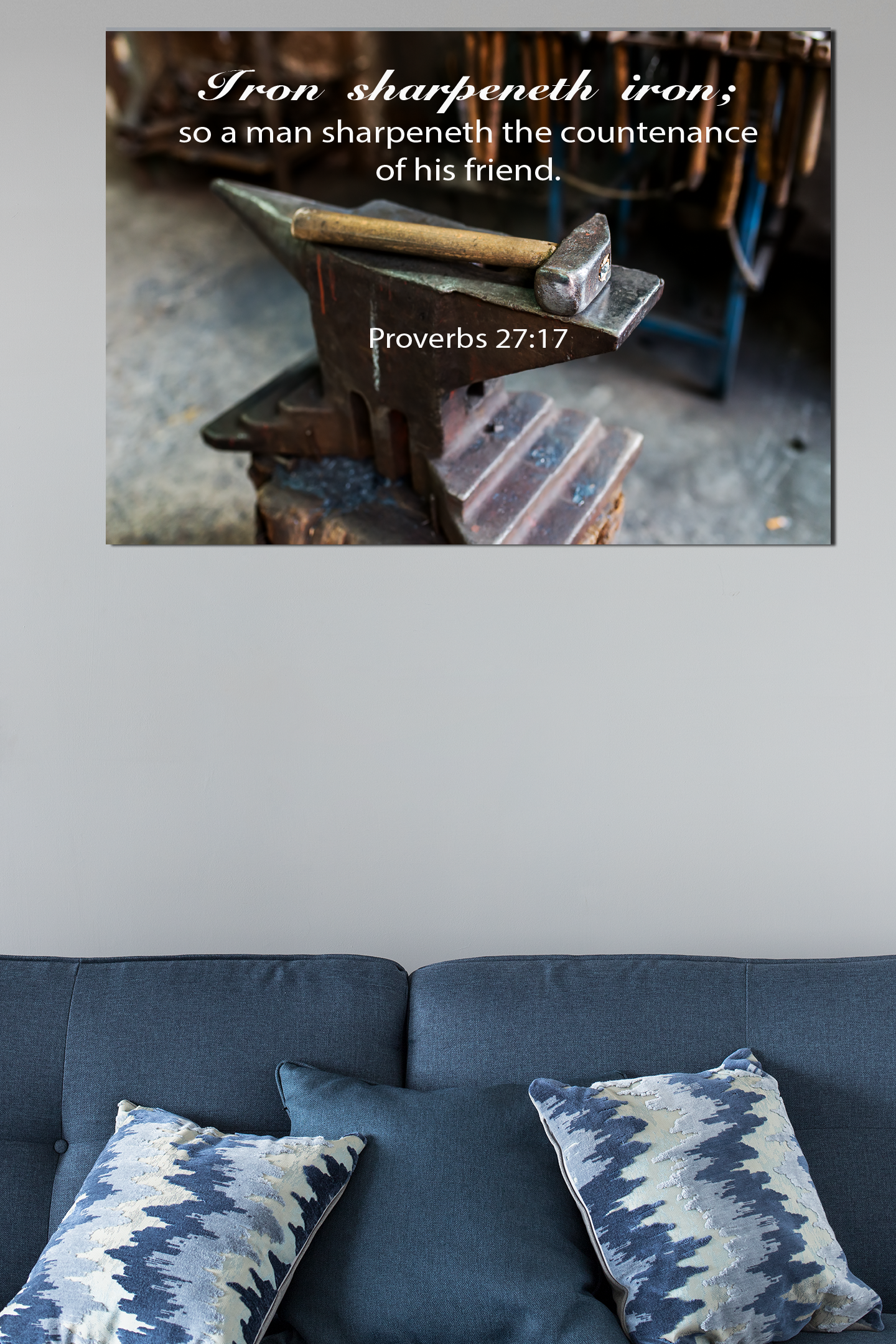 Scripture Walls Iron Sharpeneth Iron Proverbs 27:17 Bible Verse Canvas Christian Wall Art Ready to Hang Unframed-Express Your Love Gifts