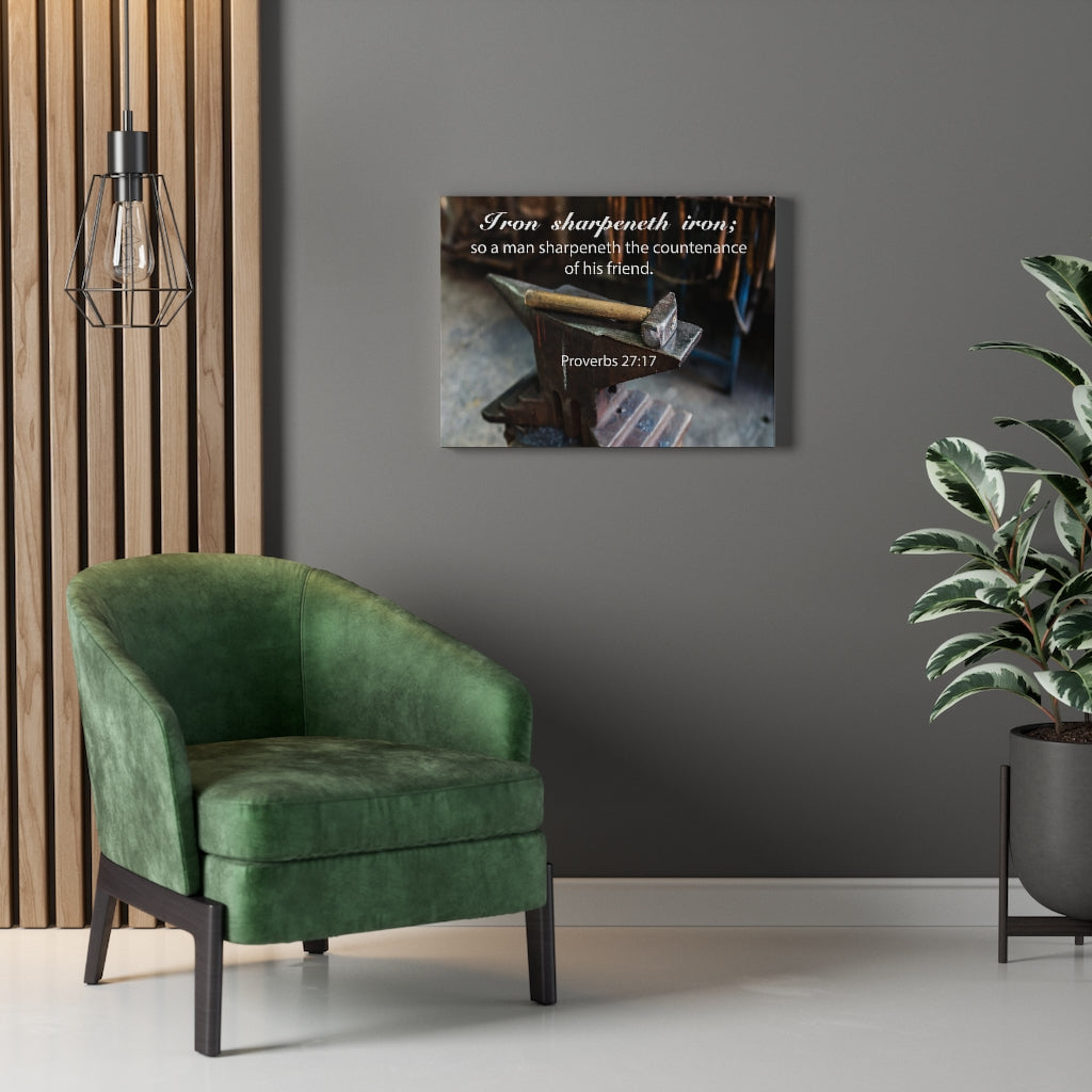 Scripture Walls Iron Sharpeneth Iron Proverbs 27:17 Bible Verse Canvas Christian Wall Art Ready to Hang Unframed-Express Your Love Gifts