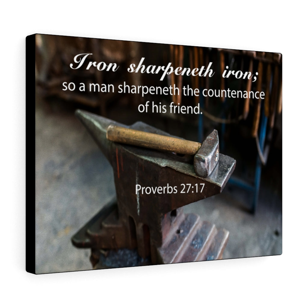 Scripture Walls Iron Sharpeneth Iron Proverbs 27:17 Bible Verse Canvas Christian Wall Art Ready to Hang Unframed-Express Your Love Gifts