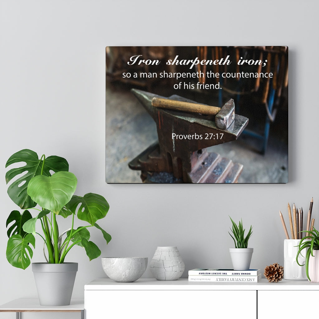 Scripture Walls Iron Sharpeneth Iron Proverbs 27:17 Bible Verse Canvas Christian Wall Art Ready to Hang Unframed-Express Your Love Gifts