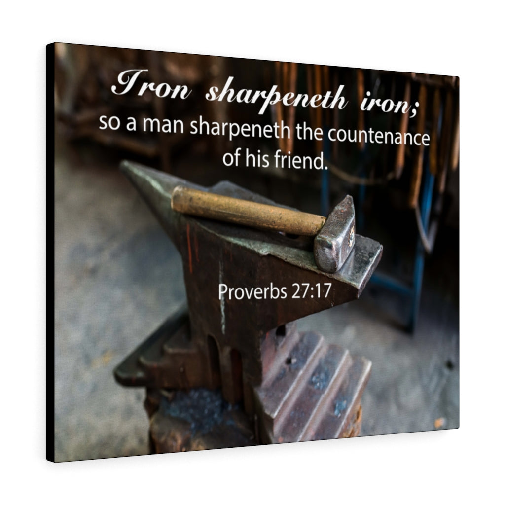 Scripture Walls Iron Sharpeneth Iron Proverbs 27:17 Bible Verse Canvas Christian Wall Art Ready to Hang Unframed-Express Your Love Gifts