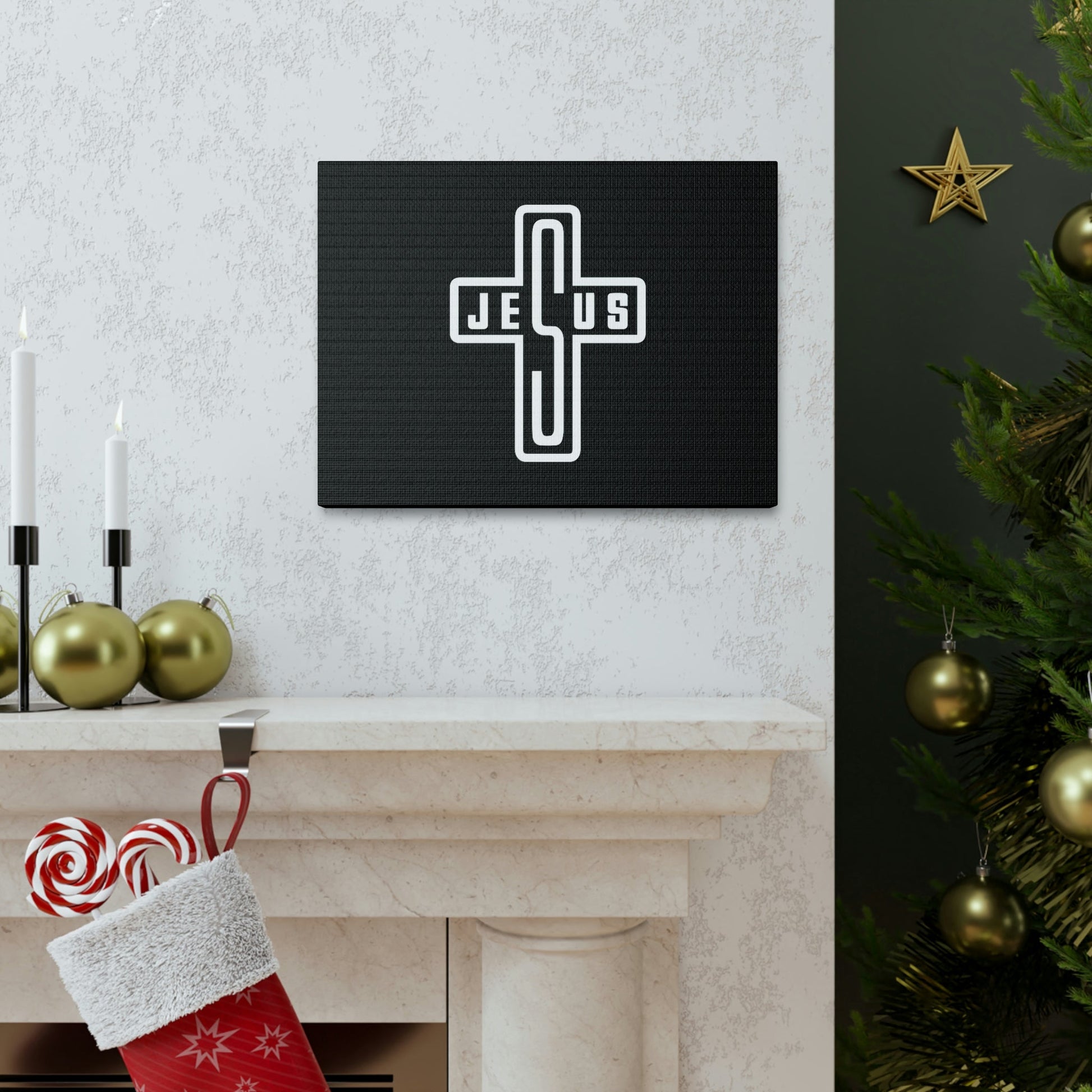 Jesus John 1:14 White Cross Christian Wall Art Bible Verse Print Ready to Hang Unframed-Express Your Love Gifts