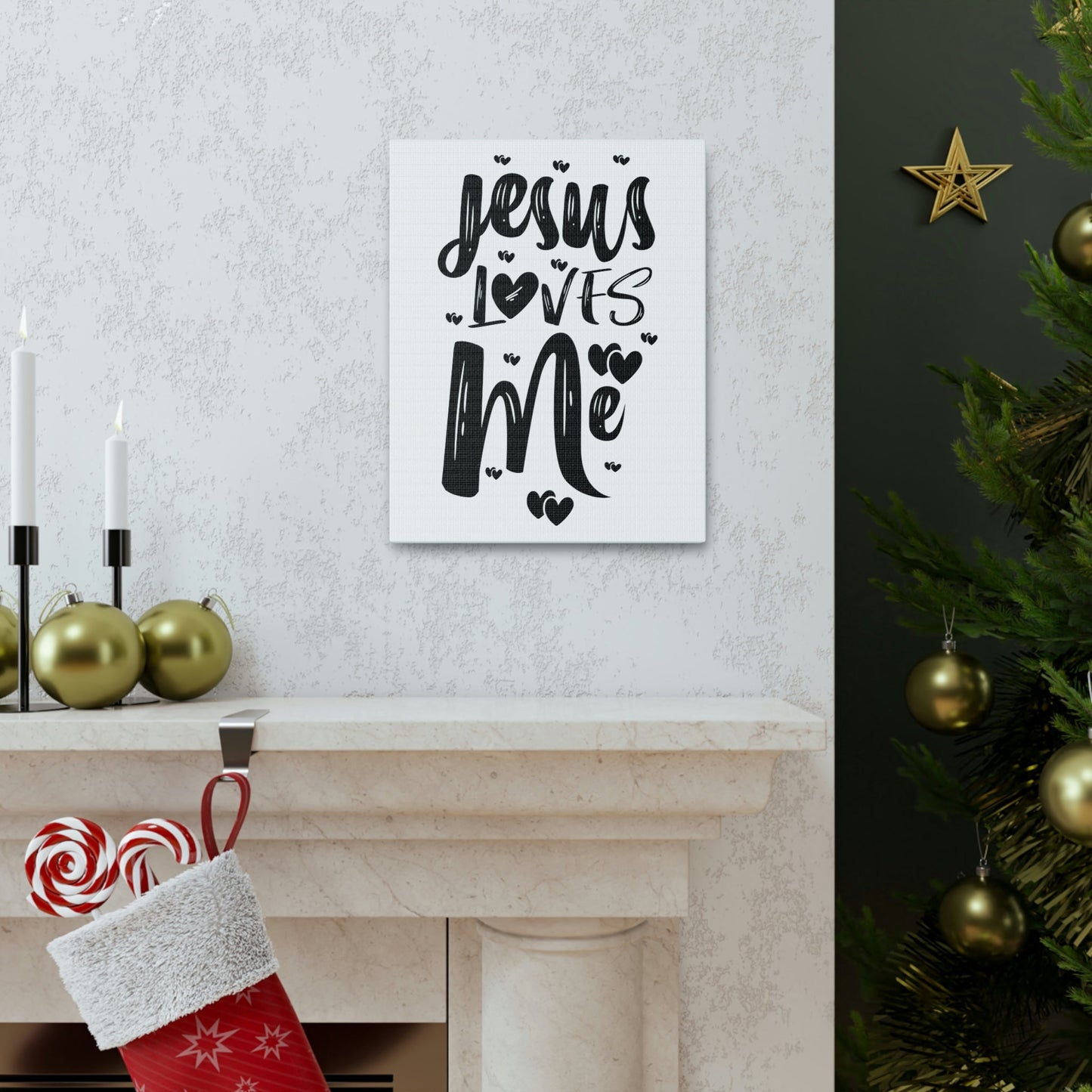 Scripture Walls Jesus Loves Me Ephesians 2:4 Hearts Christian Wall Art Print Ready to Hang Unframed-Express Your Love Gifts