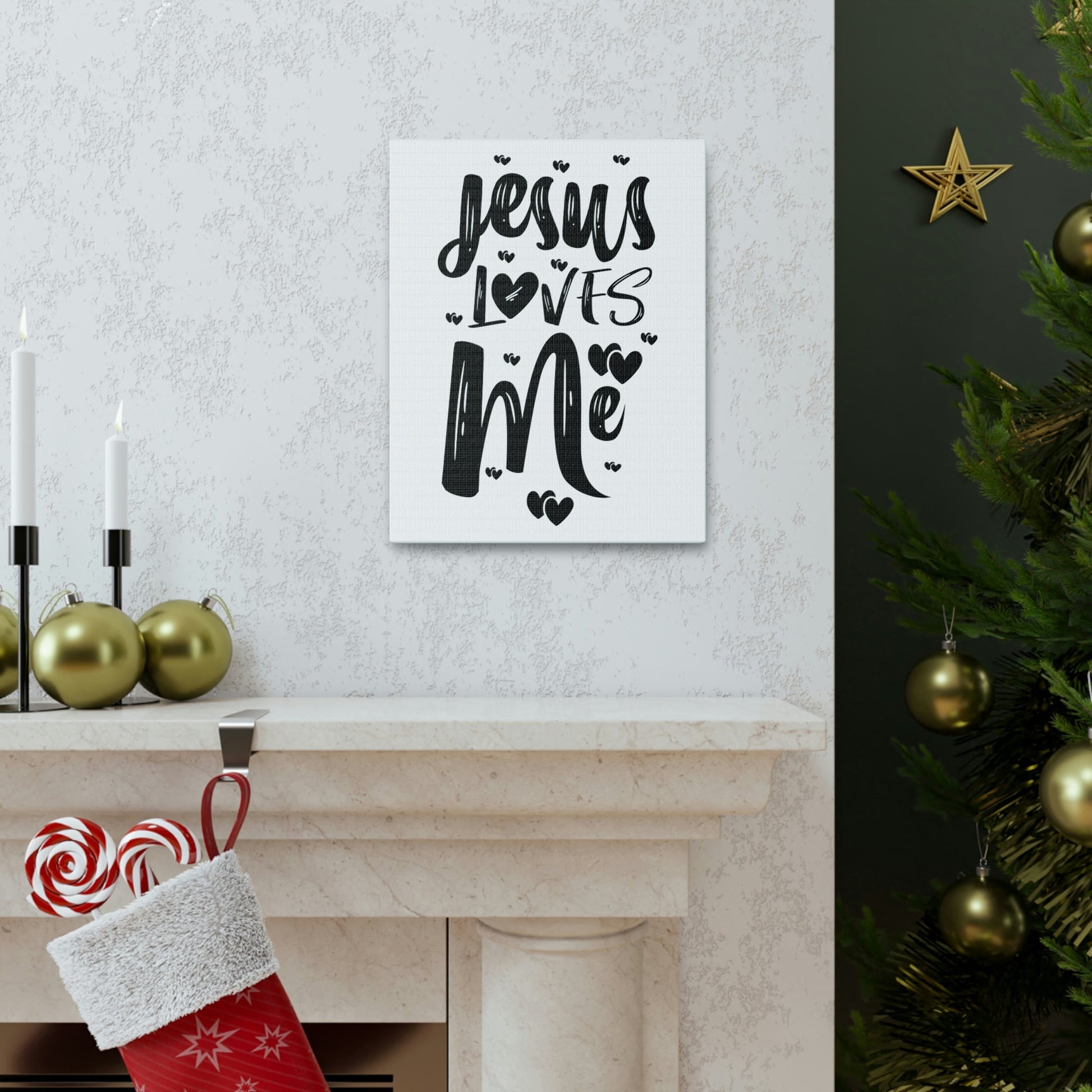 Scripture Walls Jesus Loves Me Ephesians 2:4 Hearts Christian Wall Art Print Ready to Hang Unframed-Express Your Love Gifts