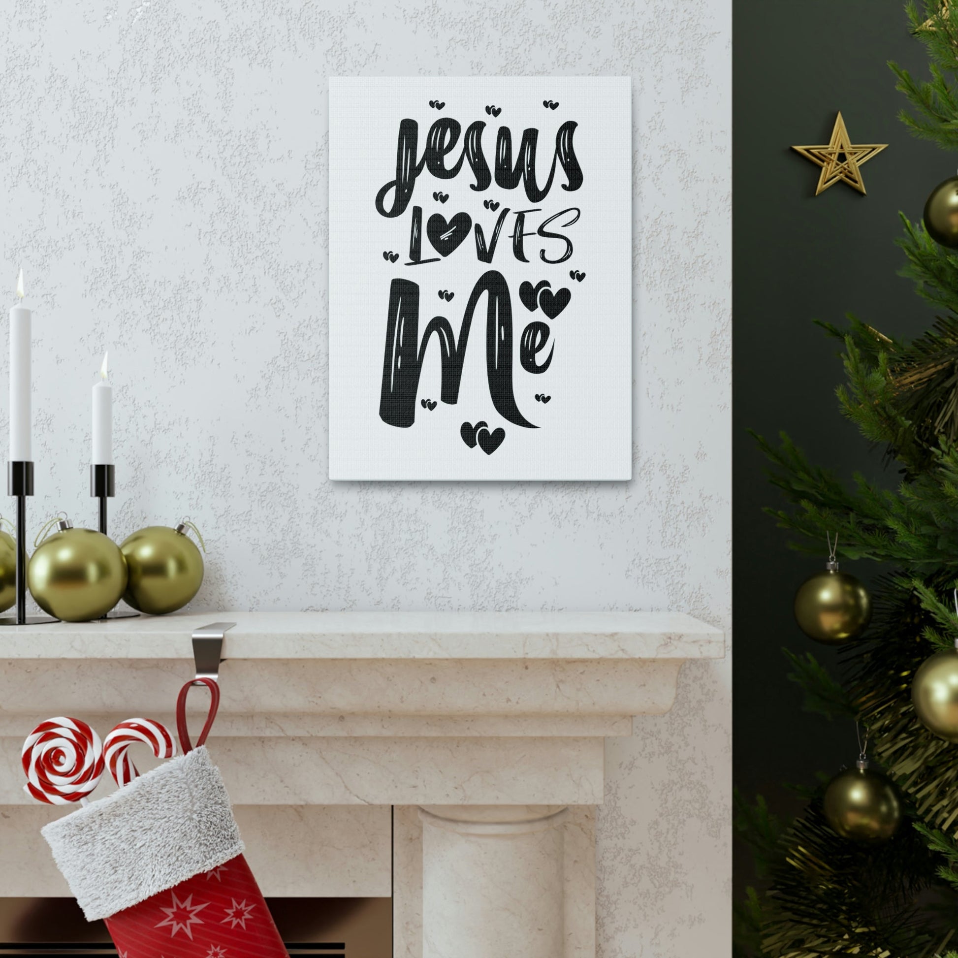 Scripture Walls Jesus Loves Me Ephesians 2:4 Hearts Christian Wall Art Print Ready to Hang Unframed-Express Your Love Gifts