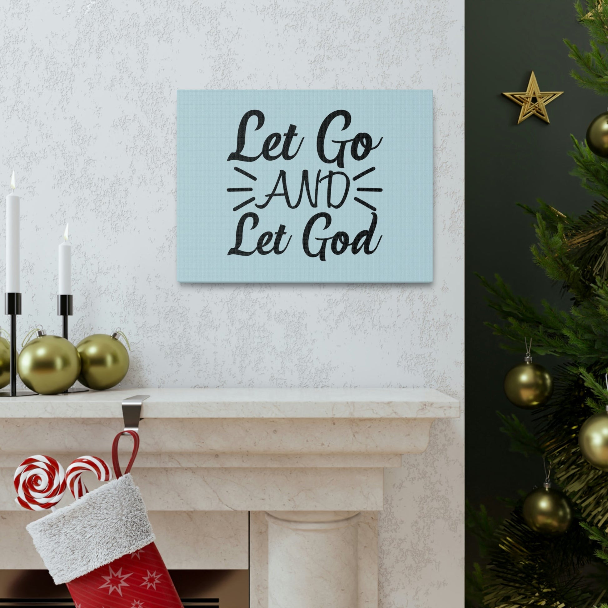Scripture Walls Let Go And Let God Jeremiah 29:11 Pastel Blue Bible Canvas Christian Wall Art Ready to Hang Unframed-Express Your Love Gifts