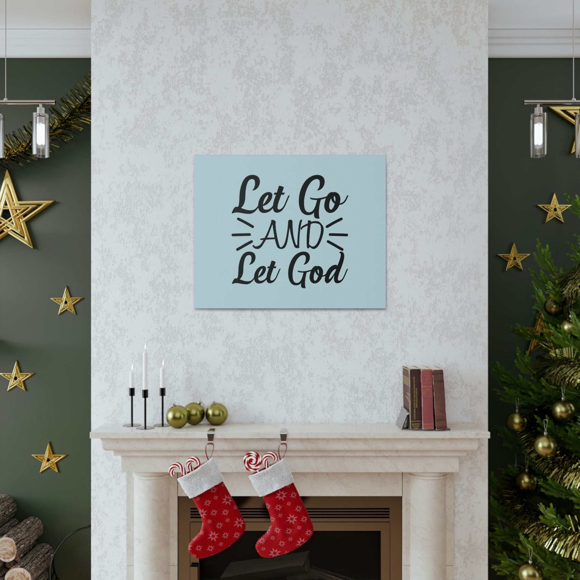 Scripture Walls Let Go And Let God Jeremiah 29:11 Pastel Blue Bible Canvas Christian Wall Art Ready to Hang Unframed-Express Your Love Gifts