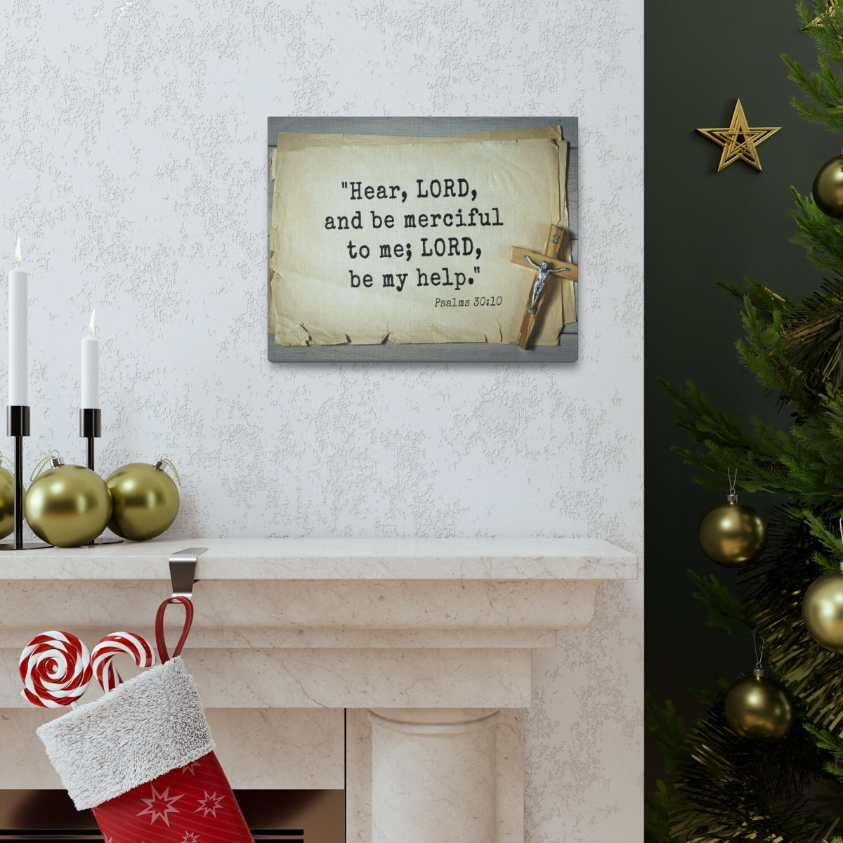 Scripture Walls Lord Be My Help Psalms 30:10 Bible Verse Canvas Christian Wall Art Ready to Hang Unframed-Express Your Love Gifts