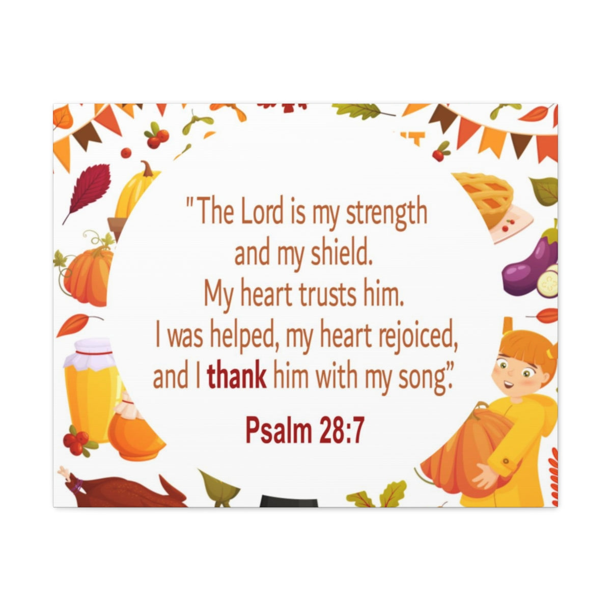 Scripture Walls Lord Is My Strength Psalm 28:7 Bible Verse Canvas Christian Wall Art Ready to Hang Unframed-Express Your Love Gifts
