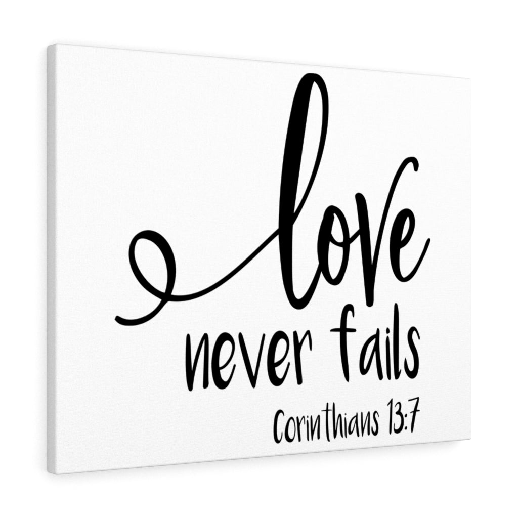 Love Never Fails Corinthians 13:7 Bible Verse Canvas Christian Wall Art Ready to Hang Unframed-Express Your Love Gifts