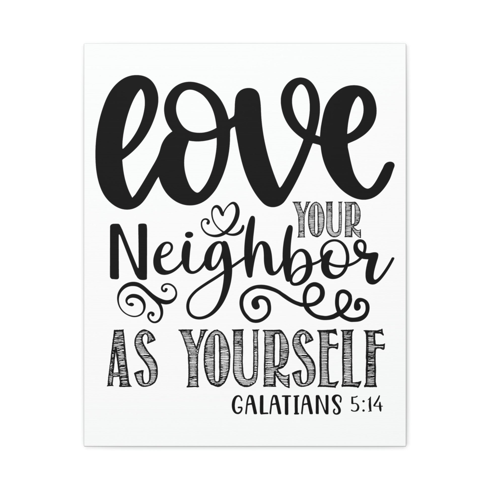 Love Your Neighbor Galatians 5:14 Heart Christian Wall Art Print Ready to Hang Unframed-Express Your Love Gifts