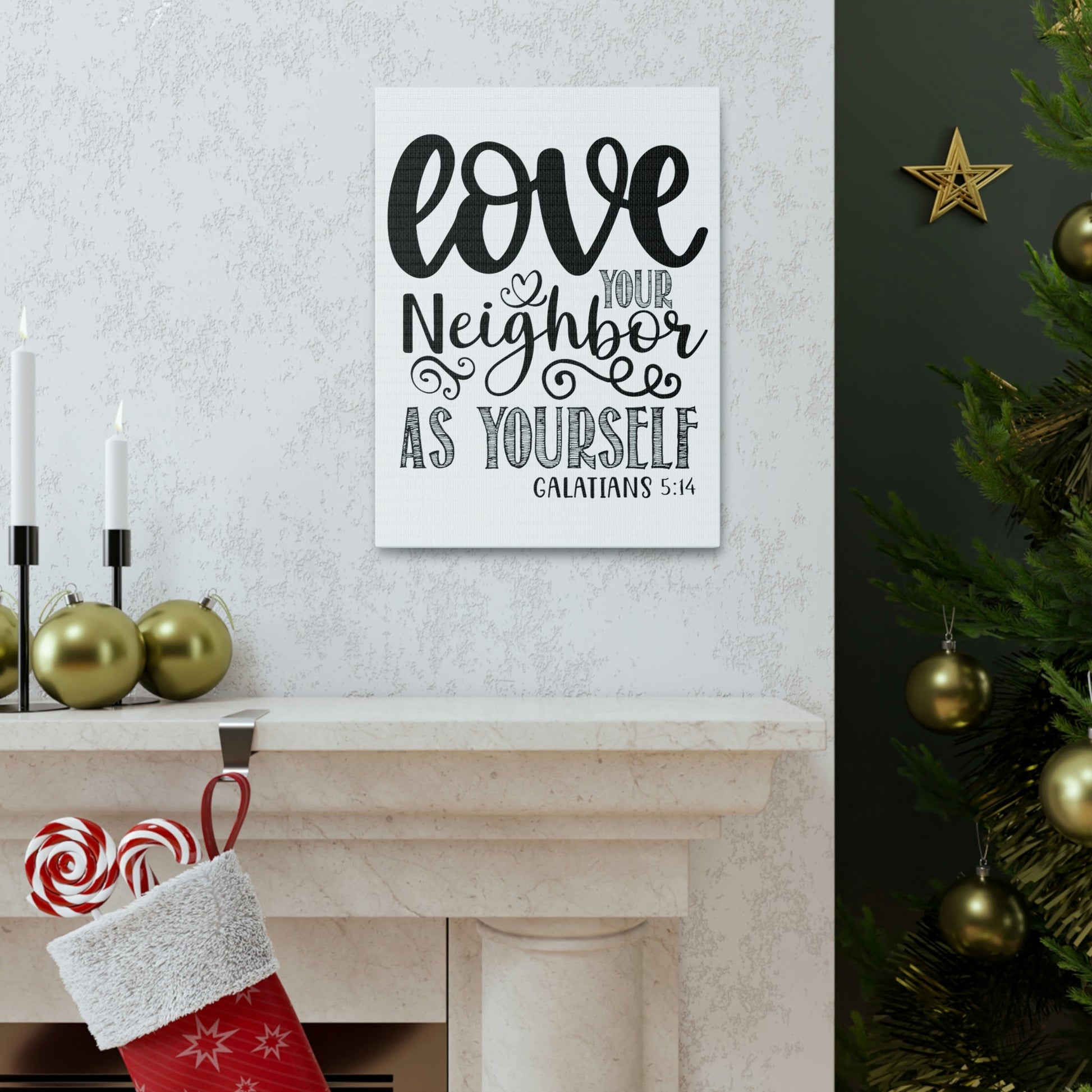 Scripture Walls Love Your Neighbor Galatians 5:14 Heart Christian Wall Art Print Ready to Hang Unframed-Express Your Love Gifts