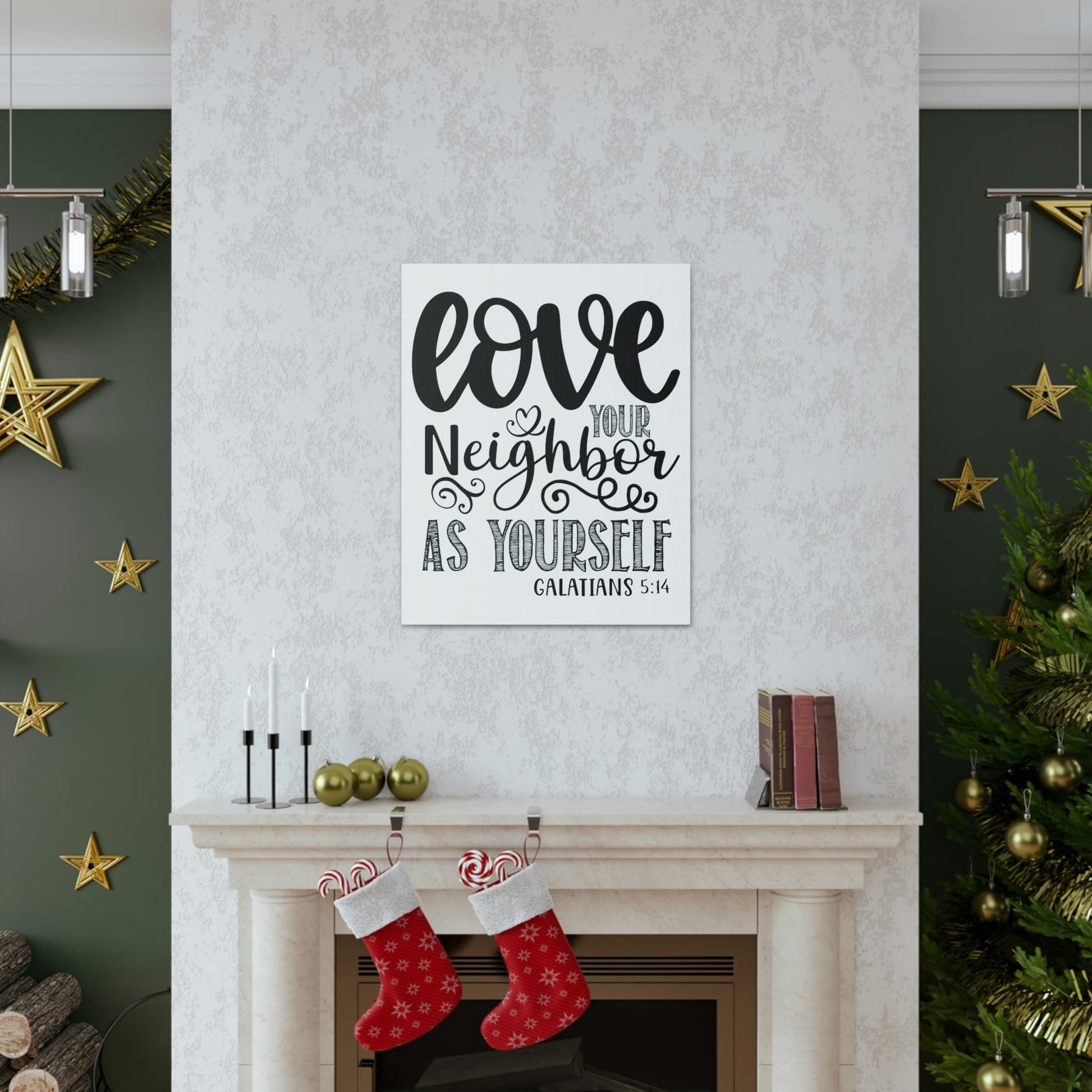 Scripture Walls Love Your Neighbor Galatians 5:14 Heart Christian Wall Art Print Ready to Hang Unframed-Express Your Love Gifts