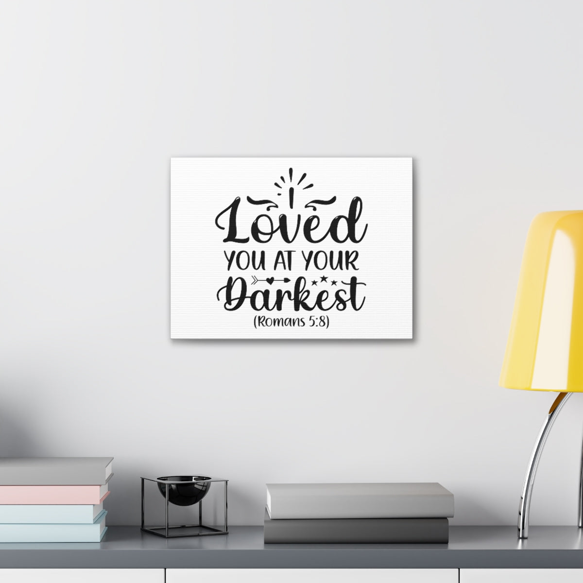 Scripture Walls Loved You Romans 5:8 Shining Bible Verse Canvas Christian Wall Art Ready to Hang Unframed-Express Your Love Gifts