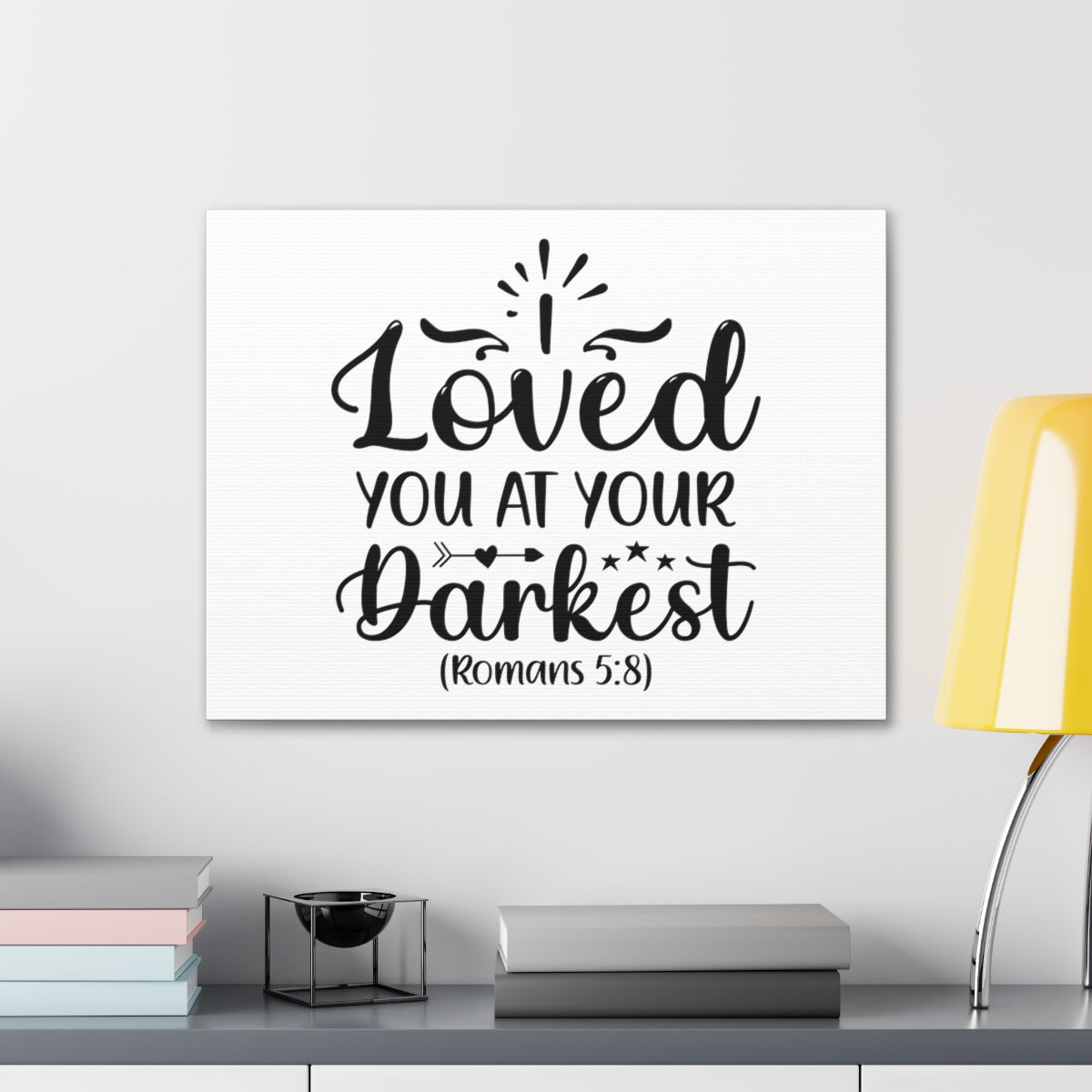 Scripture Walls Loved You Romans 5:8 Shining Bible Verse Canvas Christian Wall Art Ready to Hang Unframed-Express Your Love Gifts