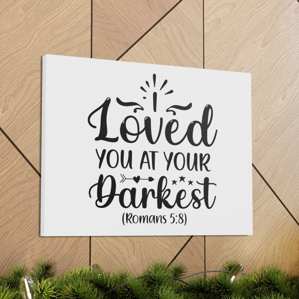Scripture Walls Loved You Romans 5:8 Shining Bible Verse Canvas Christian Wall Art Ready to Hang Unframed-Express Your Love Gifts