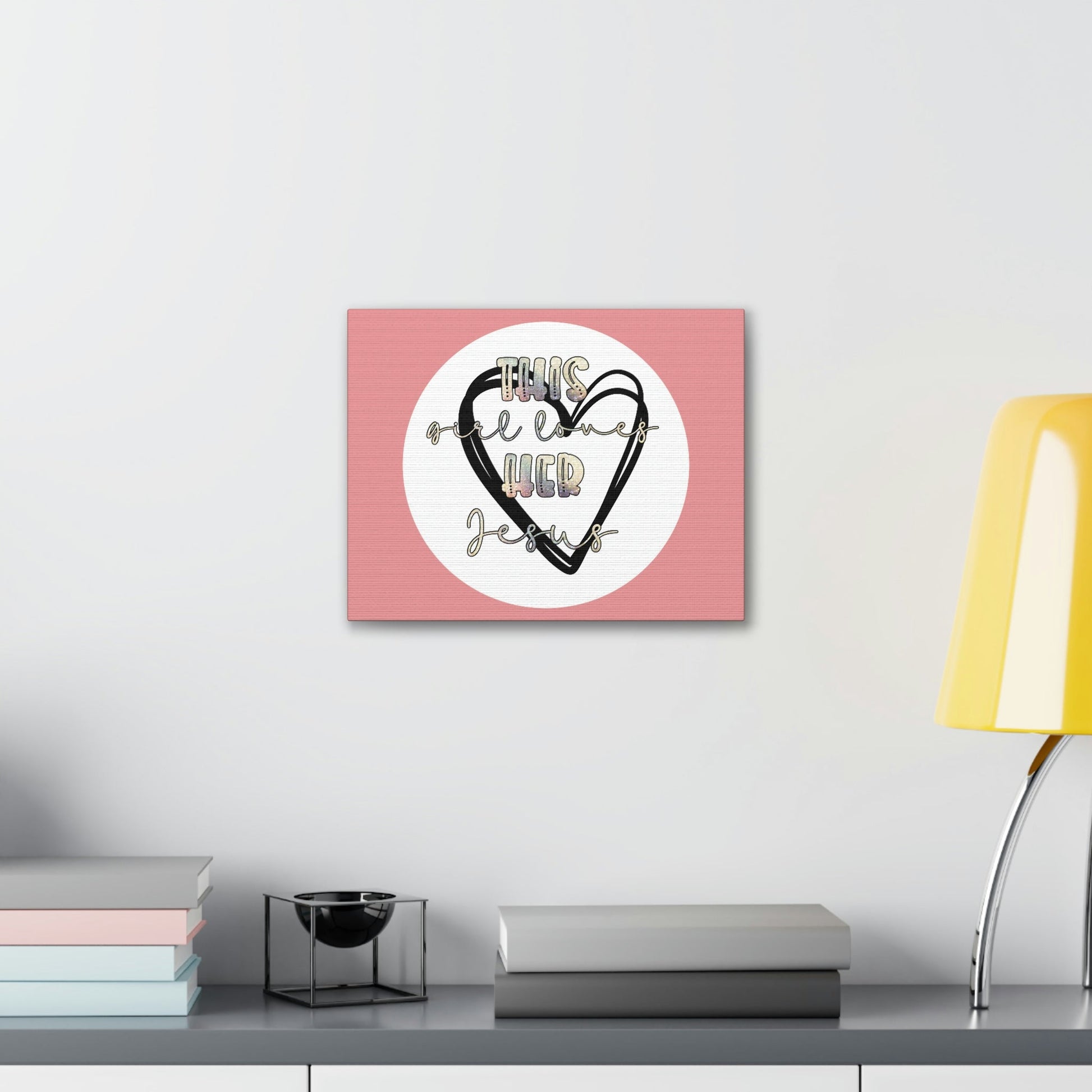Scripture Walls Loves Her Jesus John 14:21 Heart Black Bible Canvas Christian Wall Art Ready to Hang Unframed-Express Your Love Gifts