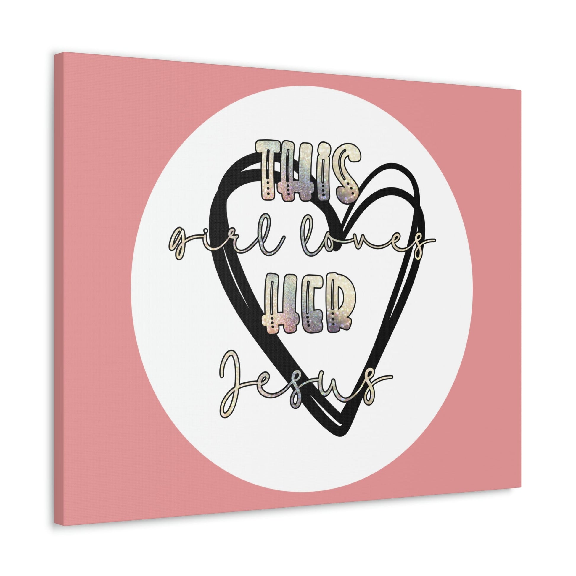 Scripture Walls Loves Her Jesus John 14:21 Heart Black Bible Canvas Christian Wall Art Ready to Hang Unframed-Express Your Love Gifts