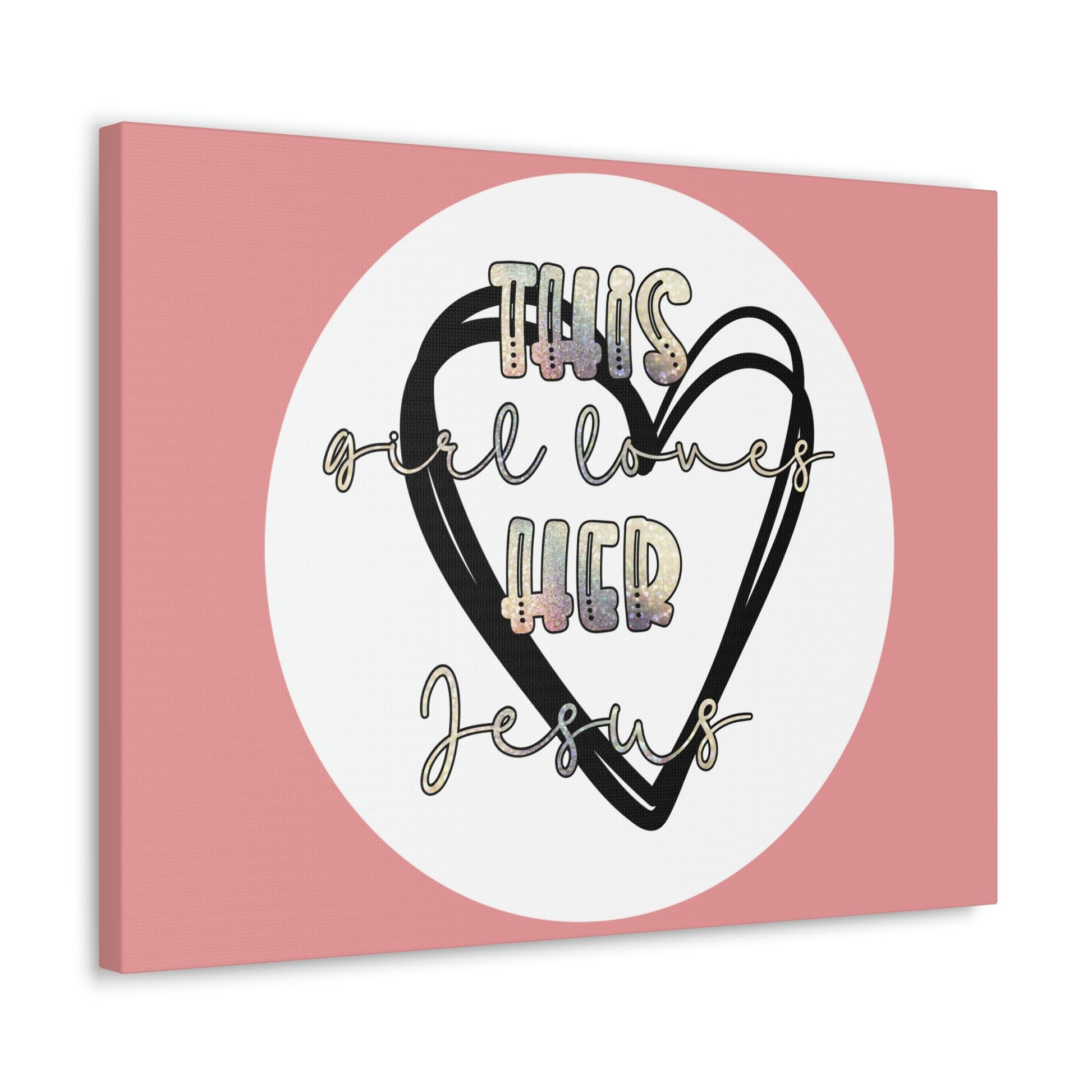Scripture Walls Loves Her Jesus John 14:21 Heart Black Bible Canvas Christian Wall Art Ready to Hang Unframed-Express Your Love Gifts