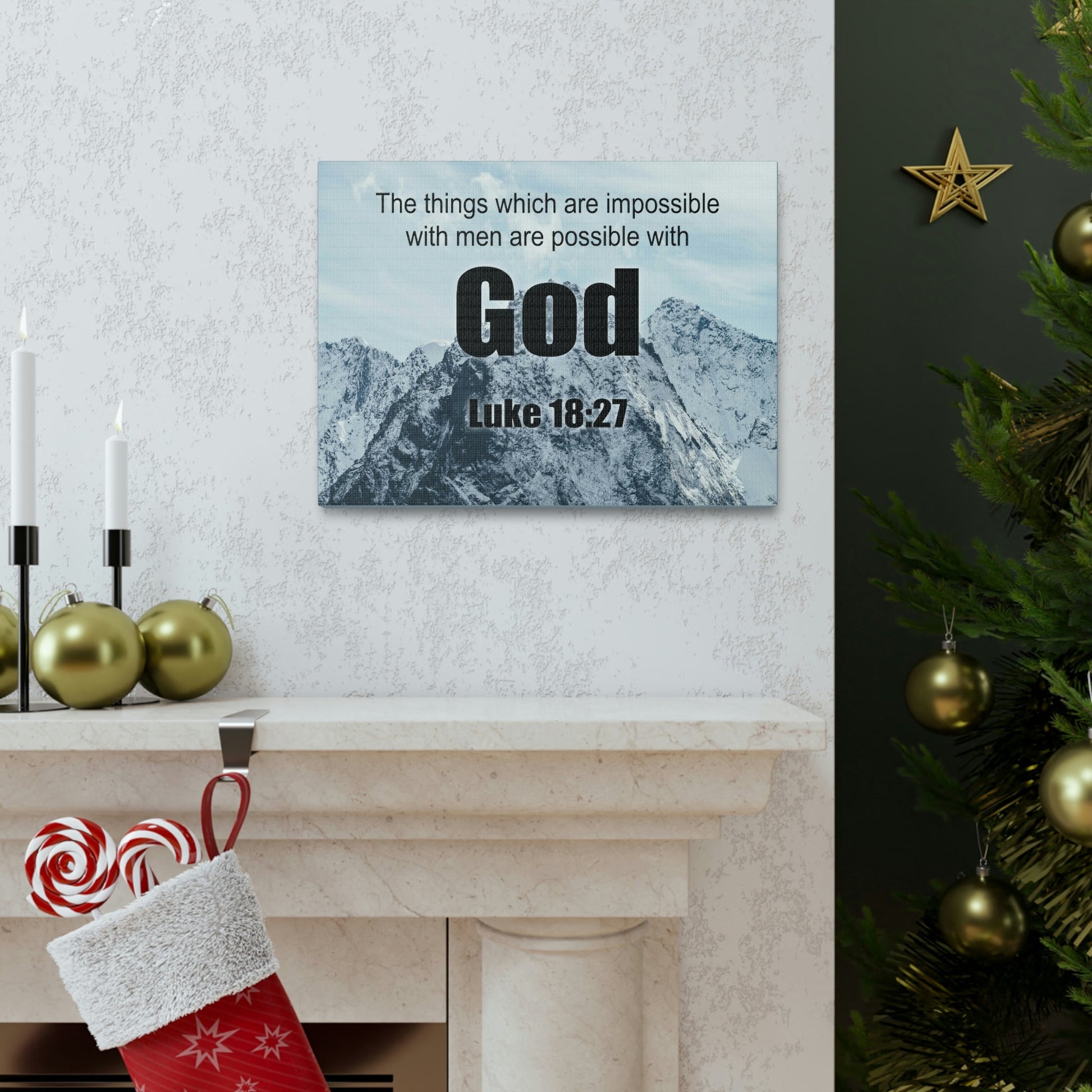 Scripture Walls Men Are Possible With God Luke 18:27 Bible Verse Canvas Christian Wall Art Ready to Hang Unframed-Express Your Love Gifts