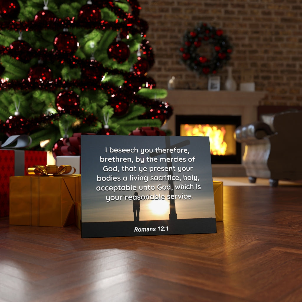 Mercies Of God Romans 12:1 Bible Verse Canvas Christian Wall Art Ready to Hang Unframed-Express Your Love Gifts