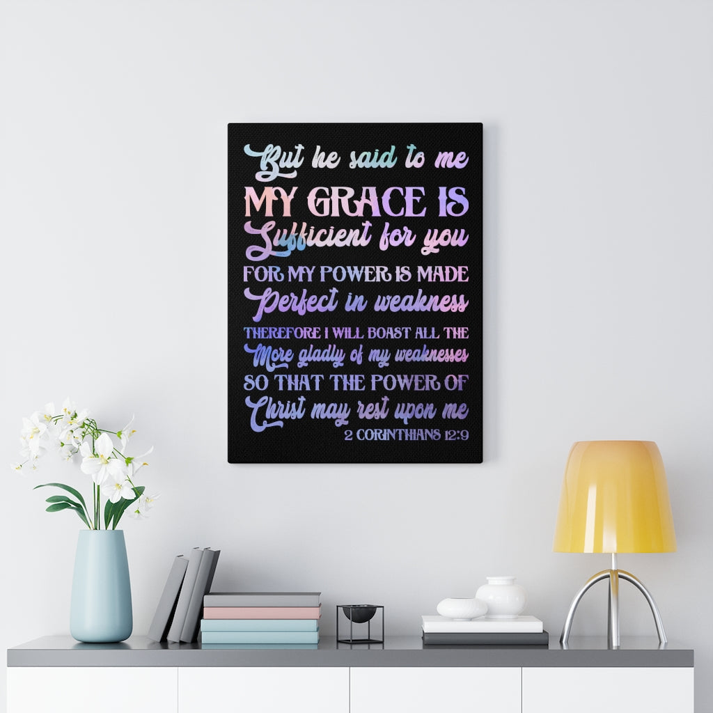 Scripture Walls My Grace Is Sufficient 2 Corinthians 12:9 Bible Verse Canvas Christian Wall Art Ready to Hang Unframed-Express Your Love Gifts