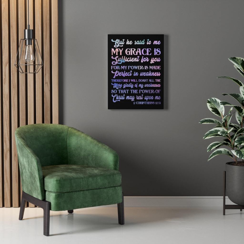 Scripture Walls My Grace Is Sufficient 2 Corinthians 12:9 Bible Verse Canvas Christian Wall Art Ready to Hang Unframed-Express Your Love Gifts