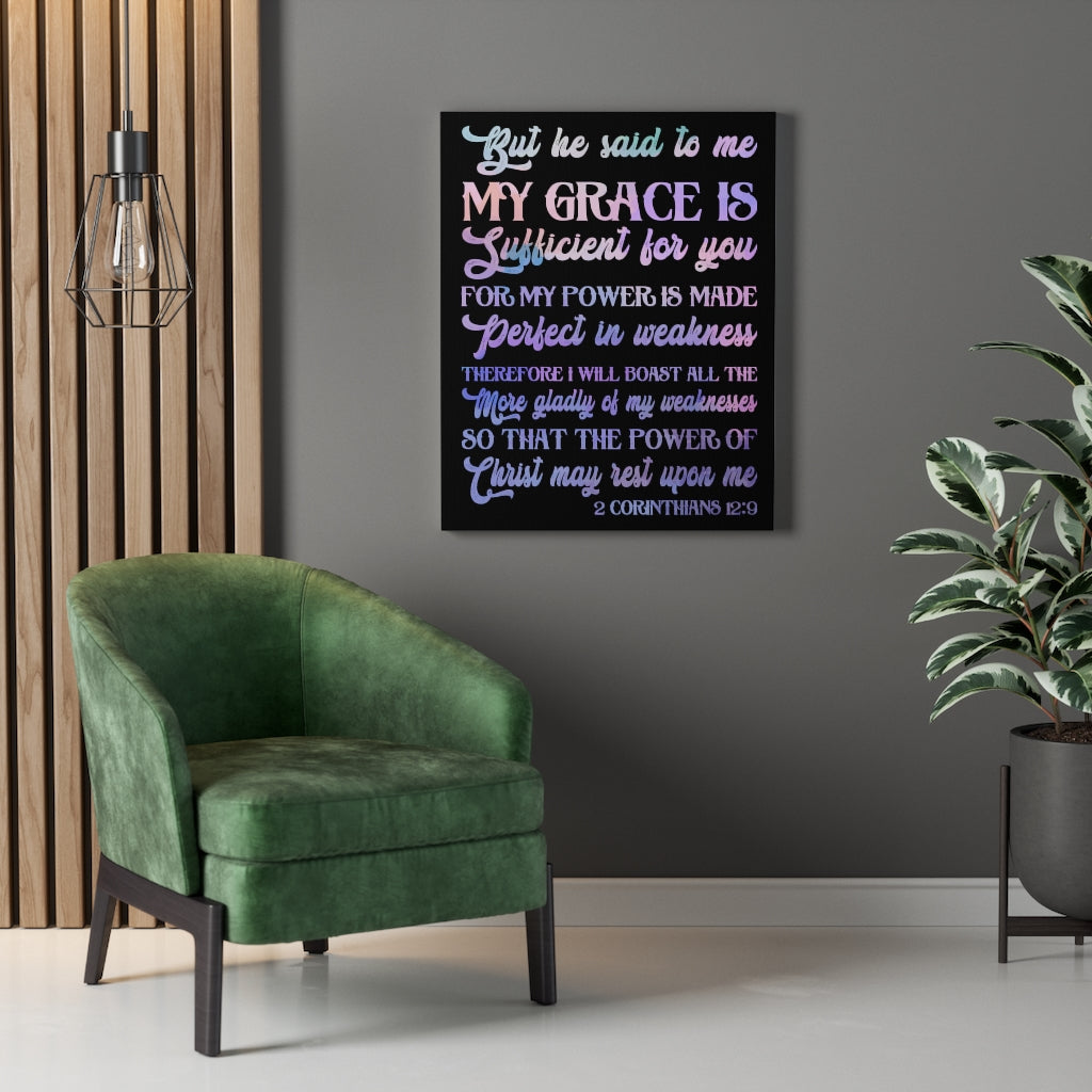 Scripture Walls My Grace Is Sufficient 2 Corinthians 12:9 Bible Verse Canvas Christian Wall Art Ready to Hang Unframed-Express Your Love Gifts
