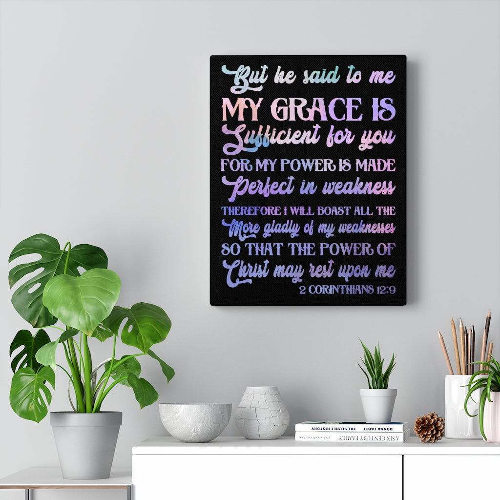 Scripture Walls My Grace Is Sufficient 2 Corinthians 12:9 Bible Verse Canvas Christian Wall Art Ready to Hang Unframed-Express Your Love Gifts