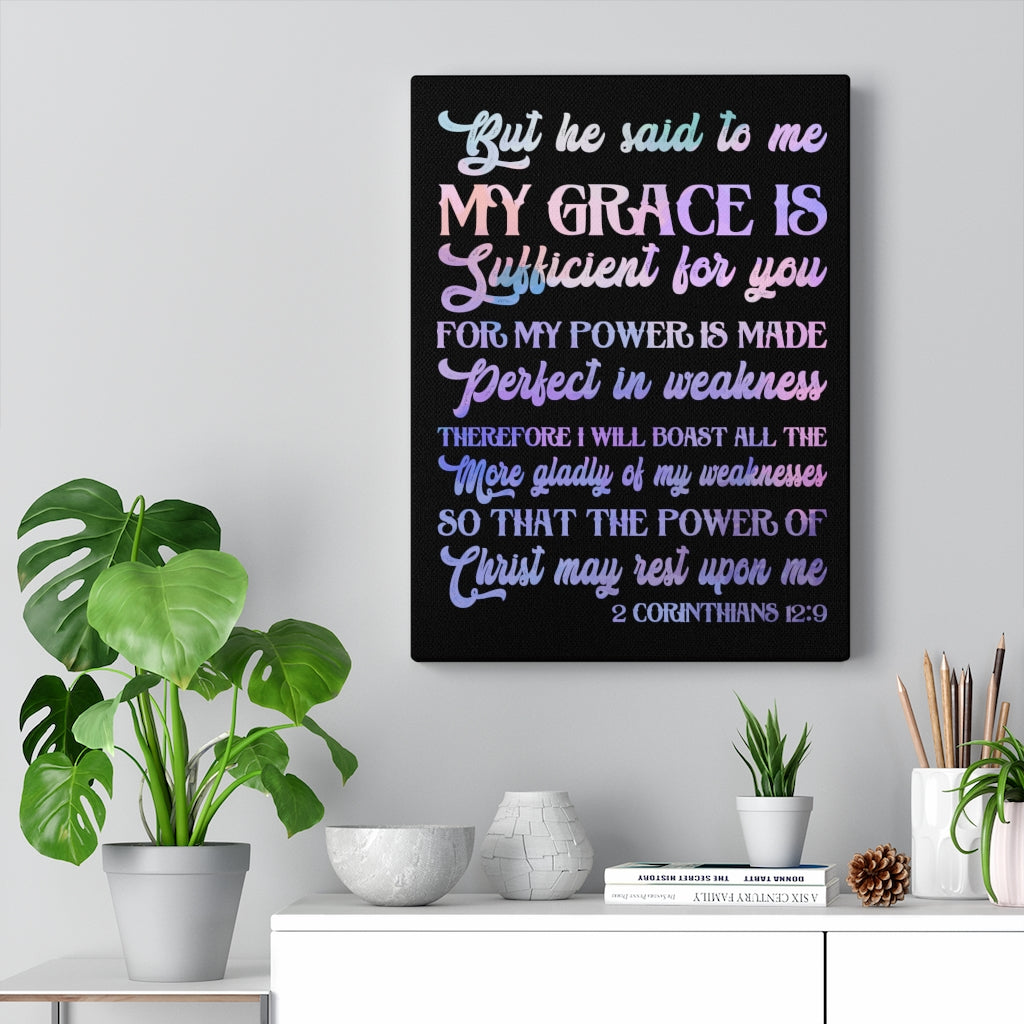 Scripture Walls My Grace Is Sufficient 2 Corinthians 12:9 Bible Verse Canvas Christian Wall Art Ready to Hang Unframed-Express Your Love Gifts