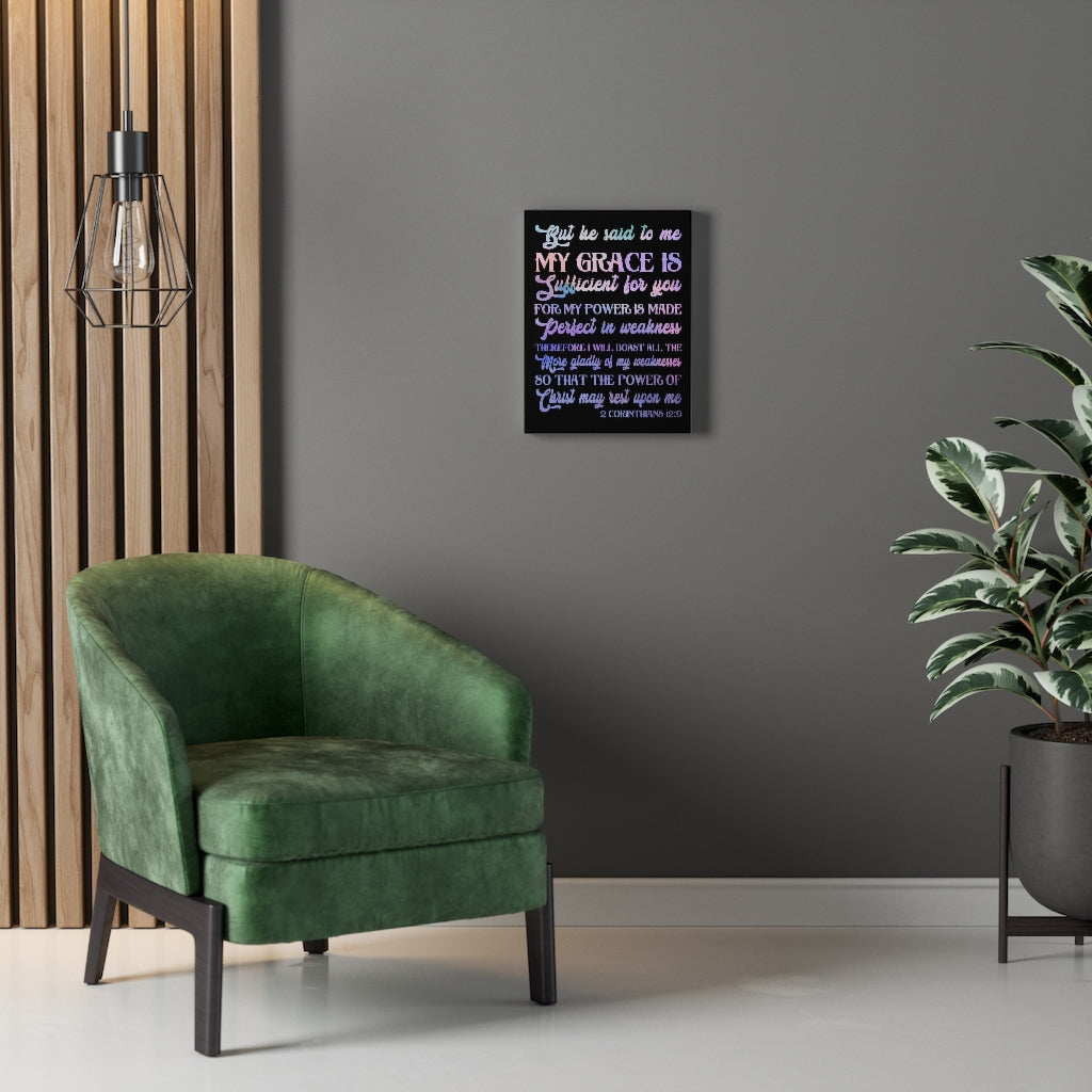 Scripture Walls My Grace Is Sufficient 2 Corinthians 12:9 Bible Verse Canvas Christian Wall Art Ready to Hang Unframed-Express Your Love Gifts
