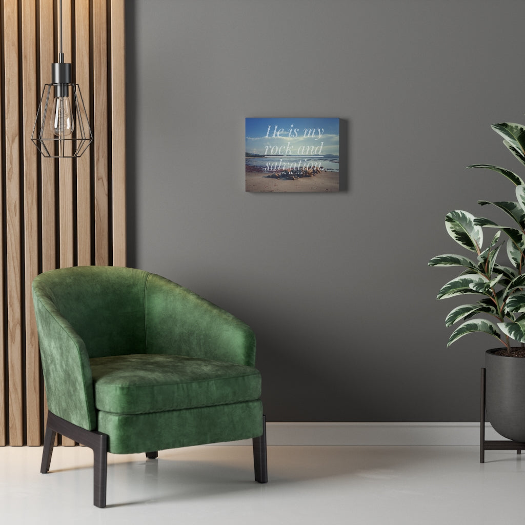 My Rock And Salvation Psalm 62:6 Bible Verse Canvas Christian Wall Art Ready to Hang Unframed-Express Your Love Gifts