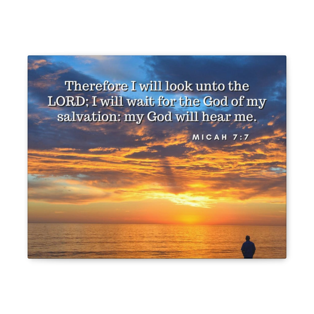 Scripture Walls My Salvation Micah 7:7 Bible Verse Canvas Christian Wall Art Ready to Hang Unframed-Express Your Love Gifts